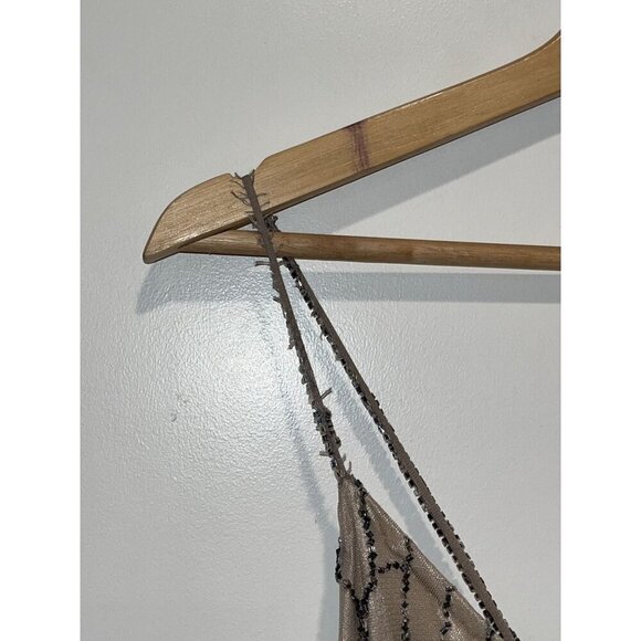 Adrianna Papell Beaded Mesh Blouson Gown Champagne Taupe Silver sz 6 Bridesmaid - Picture 6 of 11